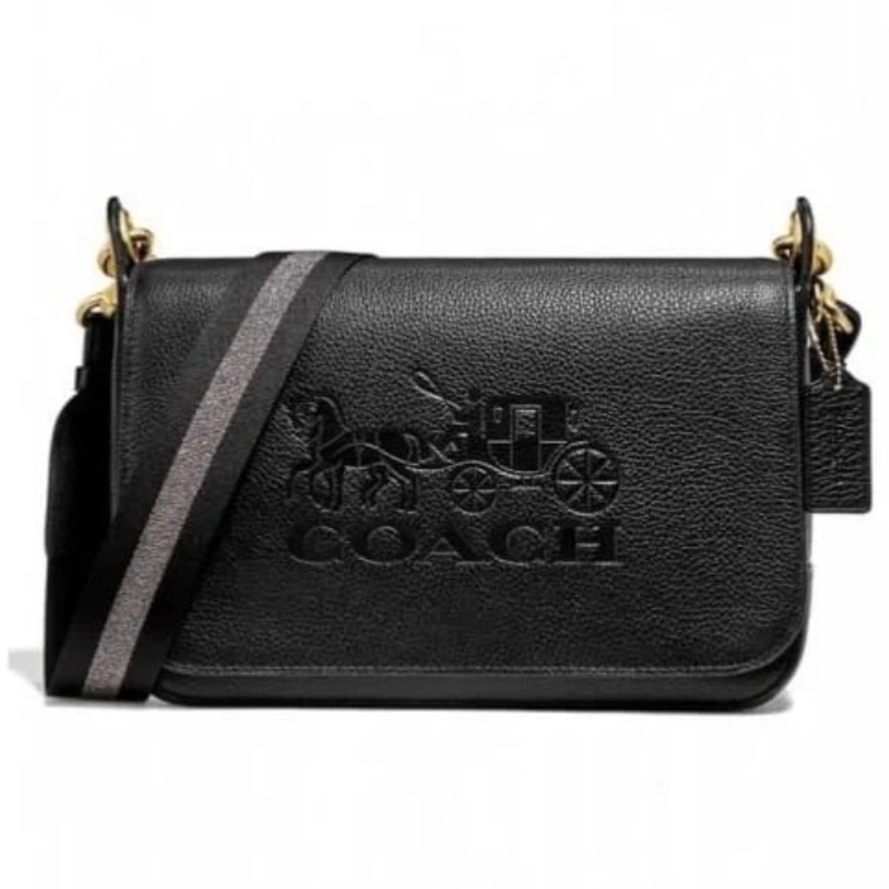NWT Authentic Coach Jes Messenger Crossbody – Black Pebbled Leather F72703 - Picture 1 of 8